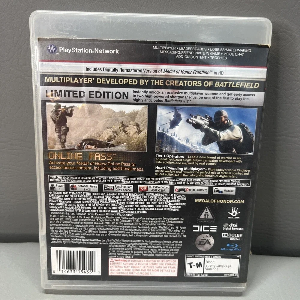 Medal Of Honor Limited Edition for PlayStation 3 PS3 *Complete & Tested*
